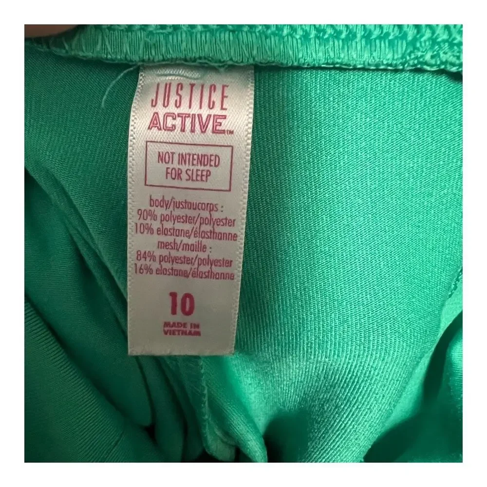 Justice Girls Size 10 Green Active Leggings Athletic Gym Pants